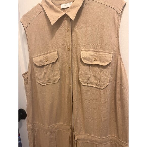 New York and Company  Nwt Sleeveless Collared Linene Jumpsuit With Waist Tie sz - Picture 7 of 11